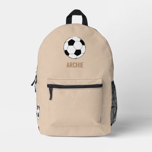 Modern Voetbal Football Gepersonaliseerd Beige Bedrukte Rugzak (Voorkant)