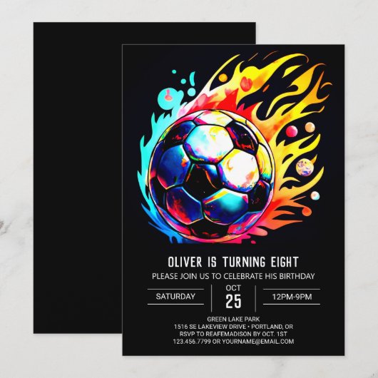 Modern Voetbal Kinder bewerkbare Verjaardag Kaart (Voorkant / Achterkant)