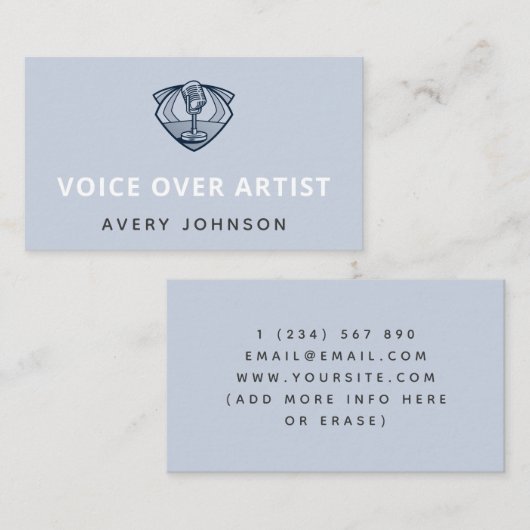 Modern Voice Over Artist Actor Microfoon Logo Visitekaartje (Voorkant / Achterkant)