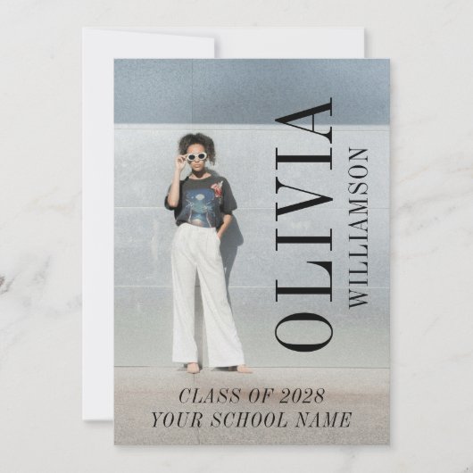 Modern volledig foto verticaal naam Afstuderen Aankondiging (Voorkant)