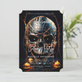 Modern Volwassen Halloween Party Zwart Gouden Sche Kaart (Staand voorkant)