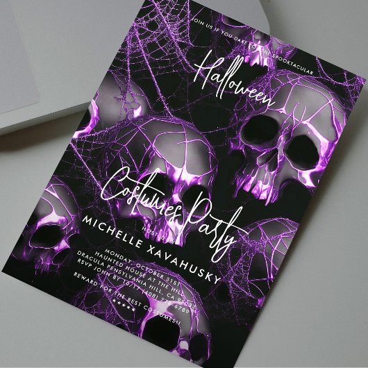 Modern Volwassen Halloween Party Zwart Paarse sche Kaart