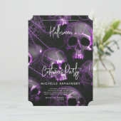 Modern Volwassen Halloween Party Zwart Paarse sche Kaart (Staand voorkant)