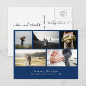 Modern voor altijd dankbaar | Marine Blauw Trouwfo Briefkaart (Voorkant / Achterkant)