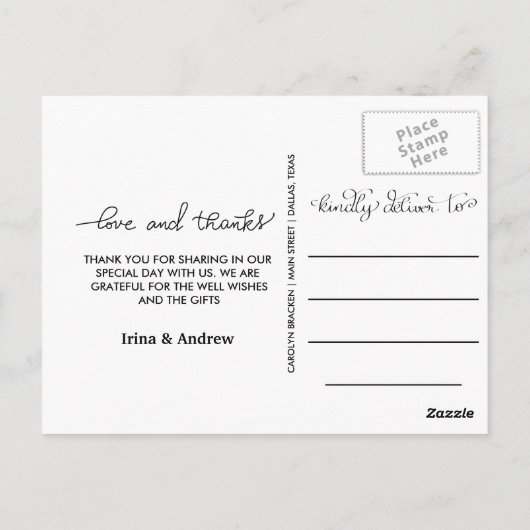 Modern voor altijd dankbaar | Marine Blauw Trouwfo Briefkaart (Achterkant)