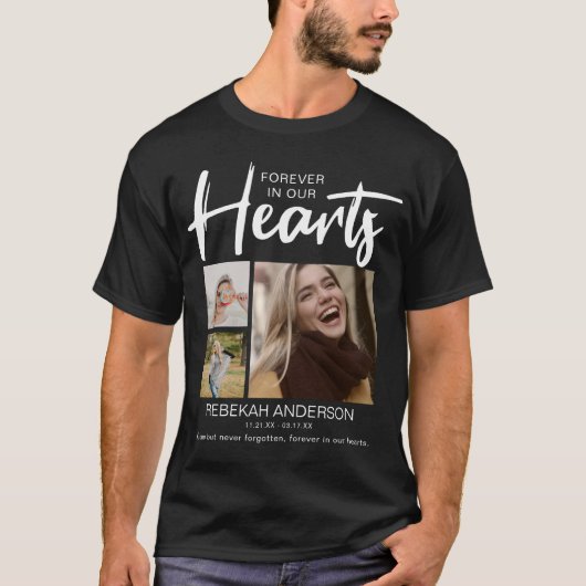 Modern voor altijd in ons hart | Begrafenis T-shirt (Voorkant)