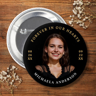Modern Voor Altijd In Onze Harten Uitvaart/Herdenk Ronde Button 5,7 Cm