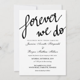 Modern voor altijd maken we een kalligrafie-bruilo kaart