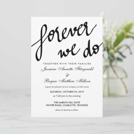 Modern voor altijd maken we een kalligrafie-bruilo kaart (Staand voorkant)