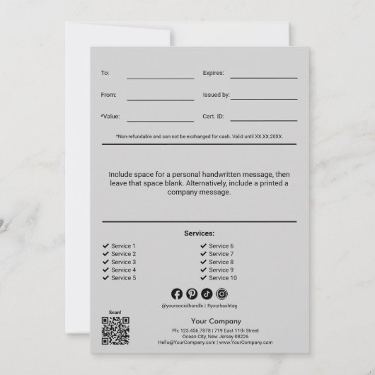 Modern voor elke gelegenheid cadeaubon (Achterkant)