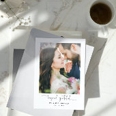 Modern voorbij Grateful Script 2 Photo Wedding Bedankkaart