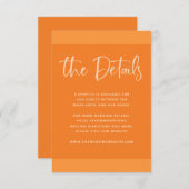 Modern voorstel | Papaya Oranje bruiloft — Gegeven Informatiekaartje (Voorkant / Achterkant)