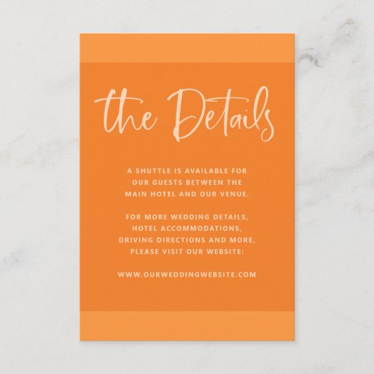 Modern voorstel | Papaya Oranje bruiloft — Gegeven Informatiekaartje (Voorkant)