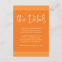 Modern voorstel | Papaya Oranje bruiloft — Gegeven Informatiekaartje