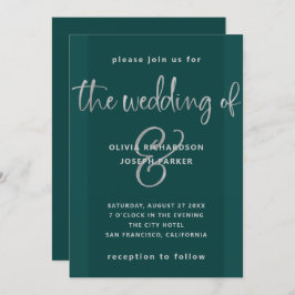 Modern voorstel | Smaragdgroene en zilveren bruilo Kaart