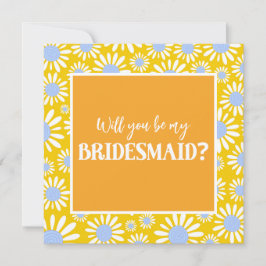 Modern voorstel voor Bright Gele Daisy Bridesmaid Kaart