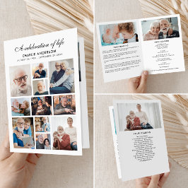 Modern Vouwbaar 14-Foto Herdenkings-/Uitvaartprogr Programma