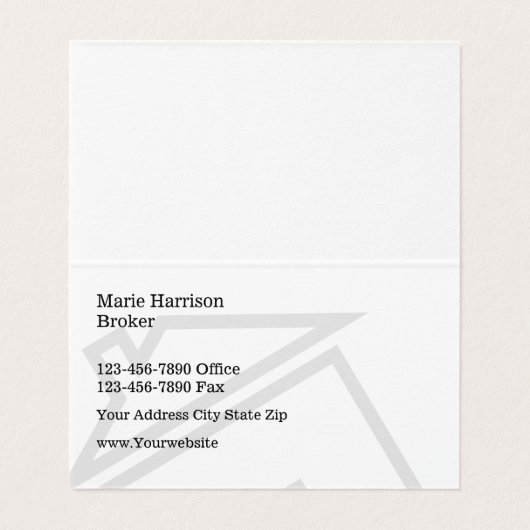 Modern vouwgemaakt ontwerp van onroerend goed visitekaartje (Binnenkant ongevouwen)