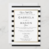 Modern Vow Renewal Klassic Stripe Gold Border Kaart (Voorkant)