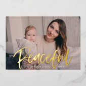 Modern Vreedzaam Script Ice Blue Foto Folie Feestdagenkaart (Voorkant)