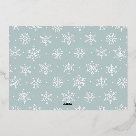 Modern Vreedzaam Script Ice Blue Foto Folie Feestdagenkaart (Achterkant)