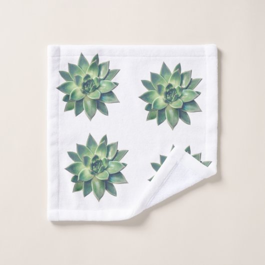 Modern vriendelijk groen Succulent Plant op wit Bad Handdoek (Wasdoekje)