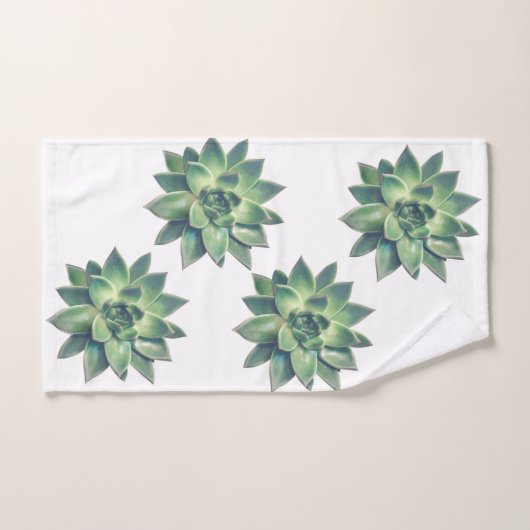 Modern vriendelijk groen Succulent Plant op wit Bad Handdoek (Handdoek)