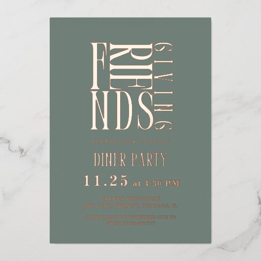 Modern Vriendschapsdiner Folie Uitnodiging (Voorkant)
