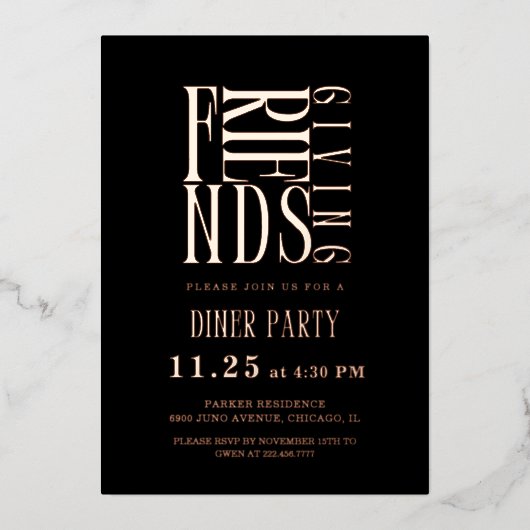 Modern Vriendschapsdiner Folie Uitnodiging (Voorkant)