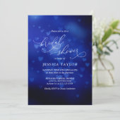 Modern Vrijgezellenfeest blauw hart Bokeh Kaart (Staand voorkant)