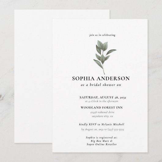 Modern Vrijgezellenfeest Botanische Eucalyptus Boh Kaart (Voorkant / Achterkant)