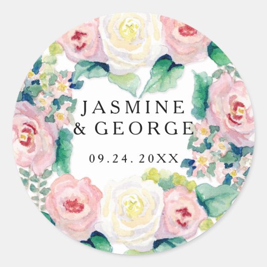 MODERN Vrijgezellenfeest — brede strips met Rozen Ronde Sticker (Voorkant)