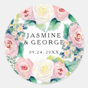 MODERN Vrijgezellenfeest — brede strips met Rozen Ronde Sticker