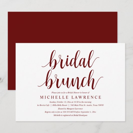 Modern Vrijgezellenfeest Brunch Celebration Invita Kaart (Voorkant / Achterkant)