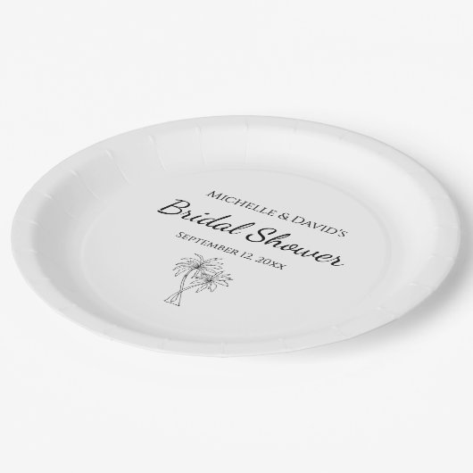 Modern Vrijgezellenfeest Elegante Palmbomen Tropis Papieren Bordje (Gekanteld)