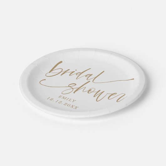 Modern Vrijgezellenfeest Gold Script & Wit Papieren Bordje (Gekanteld)