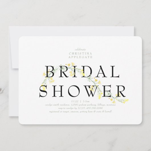 Modern Vrijgezellenfeest met gematigde geelbloem Kaart (Voorkant)