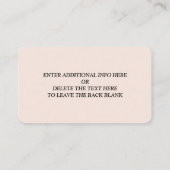 Modern Vrijgezellenfeest Registry Blush Pink Informatiekaartje (Achterkant)