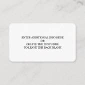 Modern Vrijgezellenfeest Registry Informatiekaartje (Achterkant)