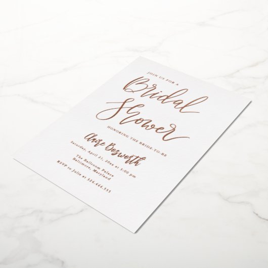 Modern Vrijgezellenfeest script Elegant Folie Uitnodiging (Gedraaid)