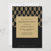 Modern vrijgezellenfeest stijlvol zwart en goud kaart (Voorkant)