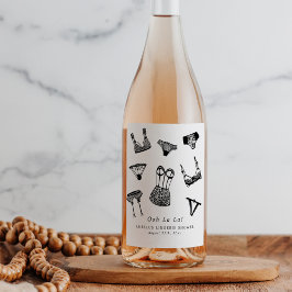 Modern Vrijgezellenfeest voor penseelschrijfbeveil Wijn Etiket