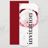 modern vrijgezellenfeest voor rood wijnglas - wijn kaart (Voorkant / Achterkant)