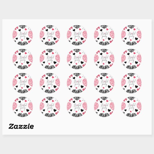 modern vrijgezellenfeest voor roze en zwarte feest ronde sticker (Vel)