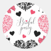 modern vrijgezellenfeest voor roze en zwarte feest ronde sticker (Voorkant)