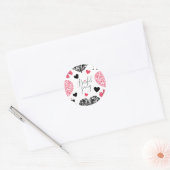 modern vrijgezellenfeest voor roze en zwarte feest ronde sticker (Envelop)