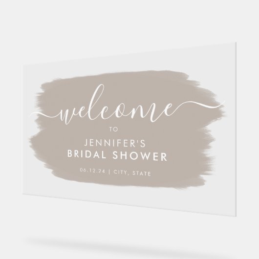 Modern Vrijgezellenfeest Welkom Beige Paint Acryl Bord (Hoek)