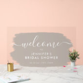 Modern Vrijgezellenfeest Welkom Beige Paint Acryl Bord (Huwelijk)