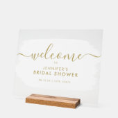 Modern Vrijgezellenfeest Welkom Gouden Witte Verf Acryl Bord (Hoek)