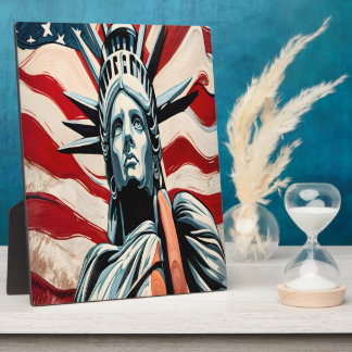 Modern Vrijheidsbeeld met Amerikaanse vlag kunst Fotoplaat